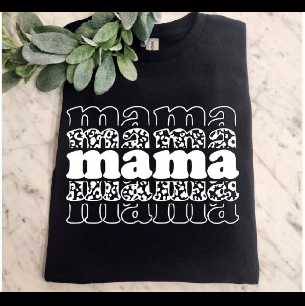 Mama Shirt Cheetah Print Retro Cute Short Sleeve Tshirt Mom